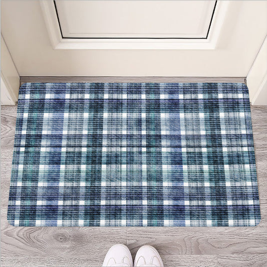 Plaid Denim Jeans Pattern Print Rubber Doormat