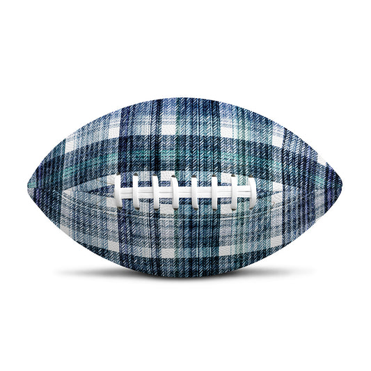 Plaid Denim Jeans Pattern Print Rugby Ball