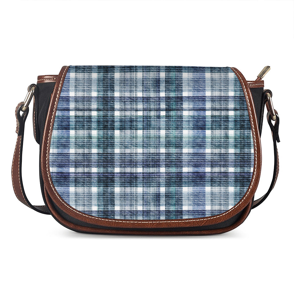 Plaid Denim Jeans Pattern Print Saddle Bag