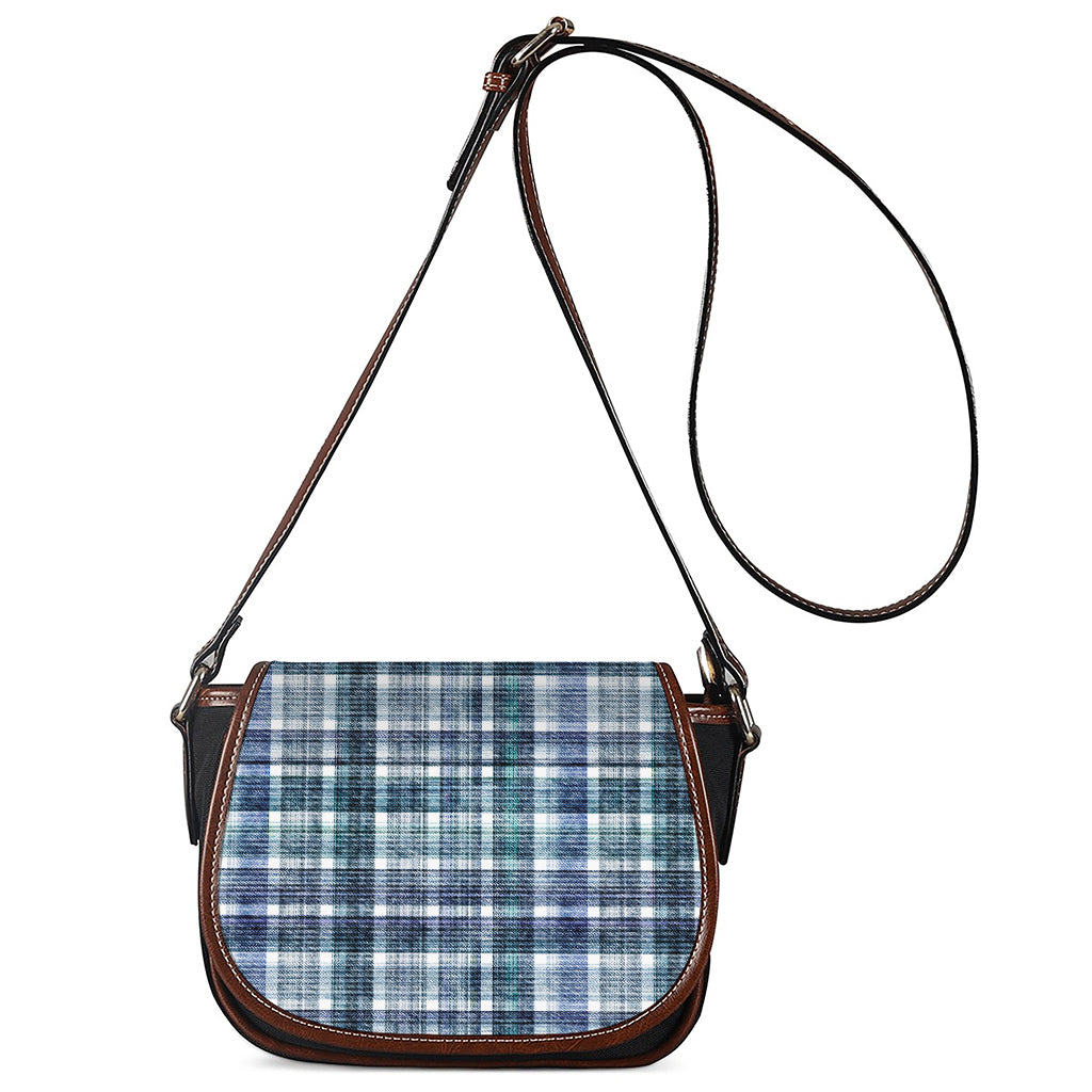 Plaid Denim Jeans Pattern Print Saddle Bag