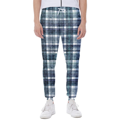 Plaid Denim Jeans Pattern Print Scuba Joggers
