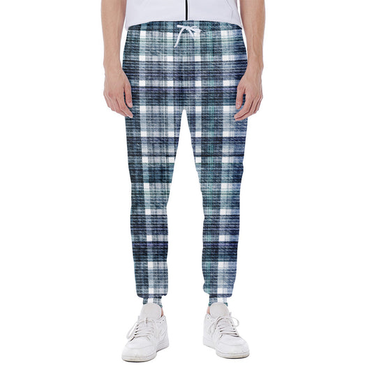 Plaid Denim Jeans Pattern Print Scuba Joggers