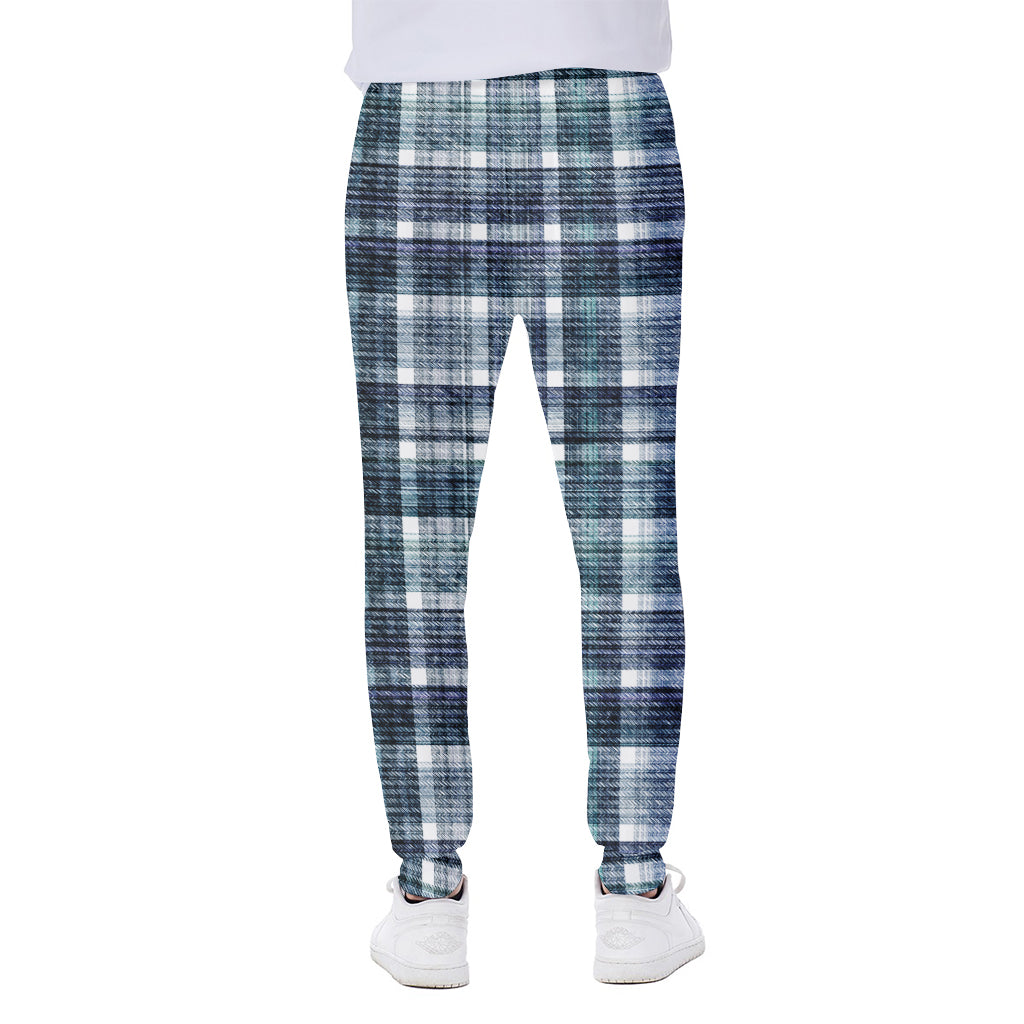 Plaid Denim Jeans Pattern Print Scuba Joggers