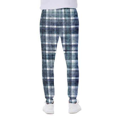 Plaid Denim Jeans Pattern Print Scuba Joggers