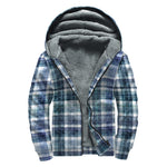 Plaid Denim Jeans Pattern Print Sherpa Lined Zip Up Hoodie