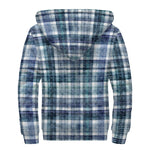 Plaid Denim Jeans Pattern Print Sherpa Lined Zip Up Hoodie