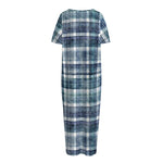 Plaid Denim Jeans Pattern Print Short Sleeve Long Nightdress
