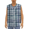 Plaid Denim Jeans Pattern Print Sleeveless Baseball Jersey
