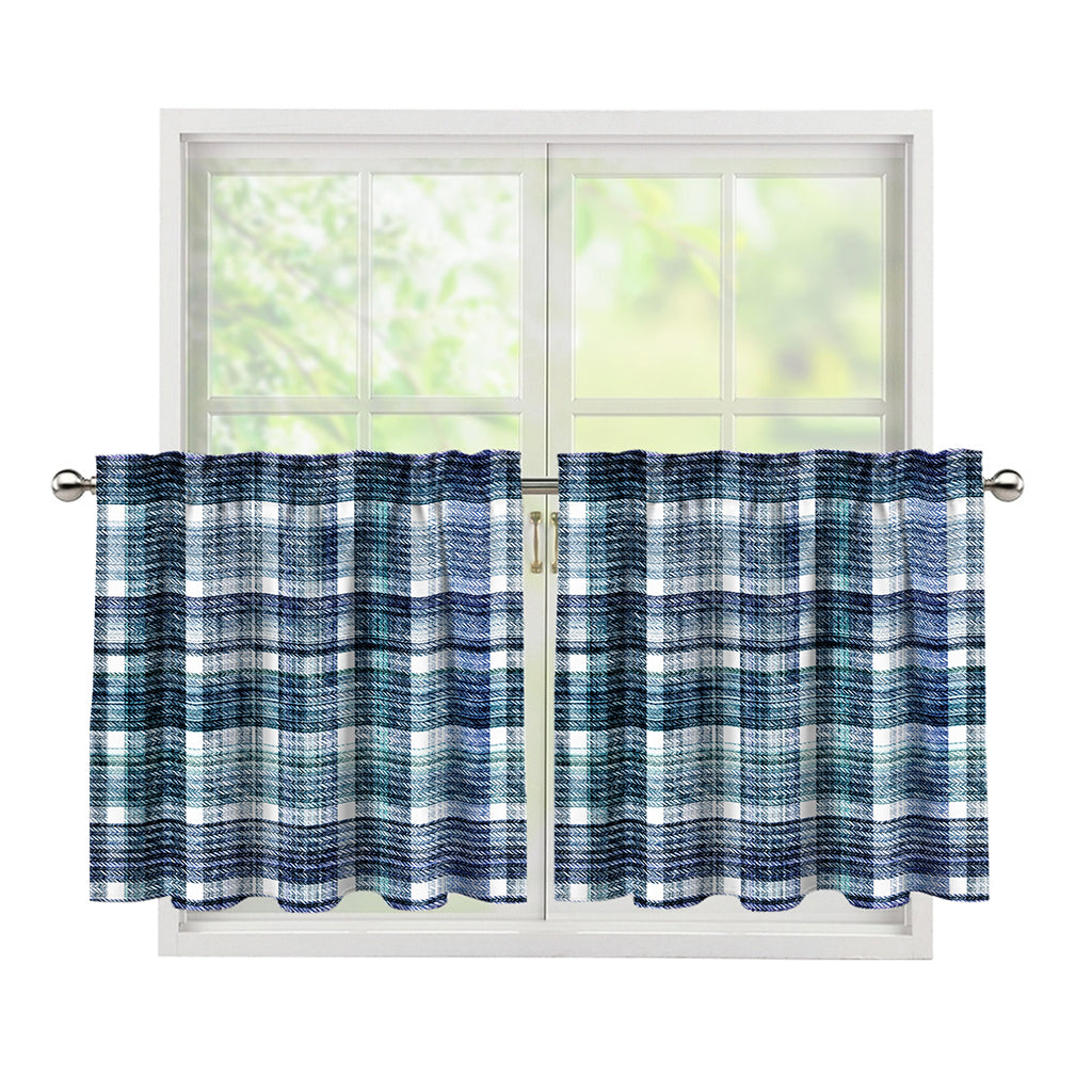 Plaid Denim Jeans Pattern Print Tier Curtains