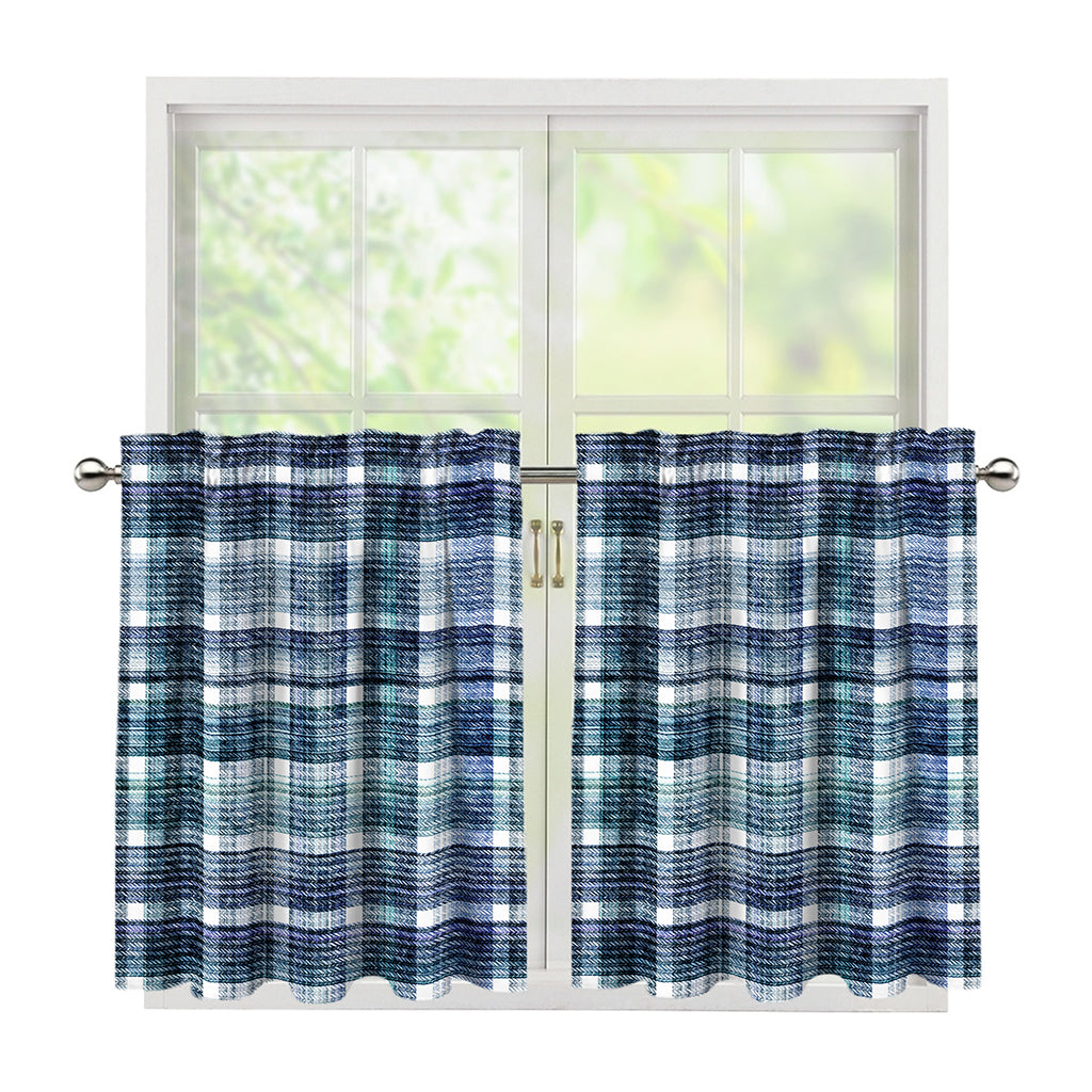 Plaid Denim Jeans Pattern Print Tier Curtains