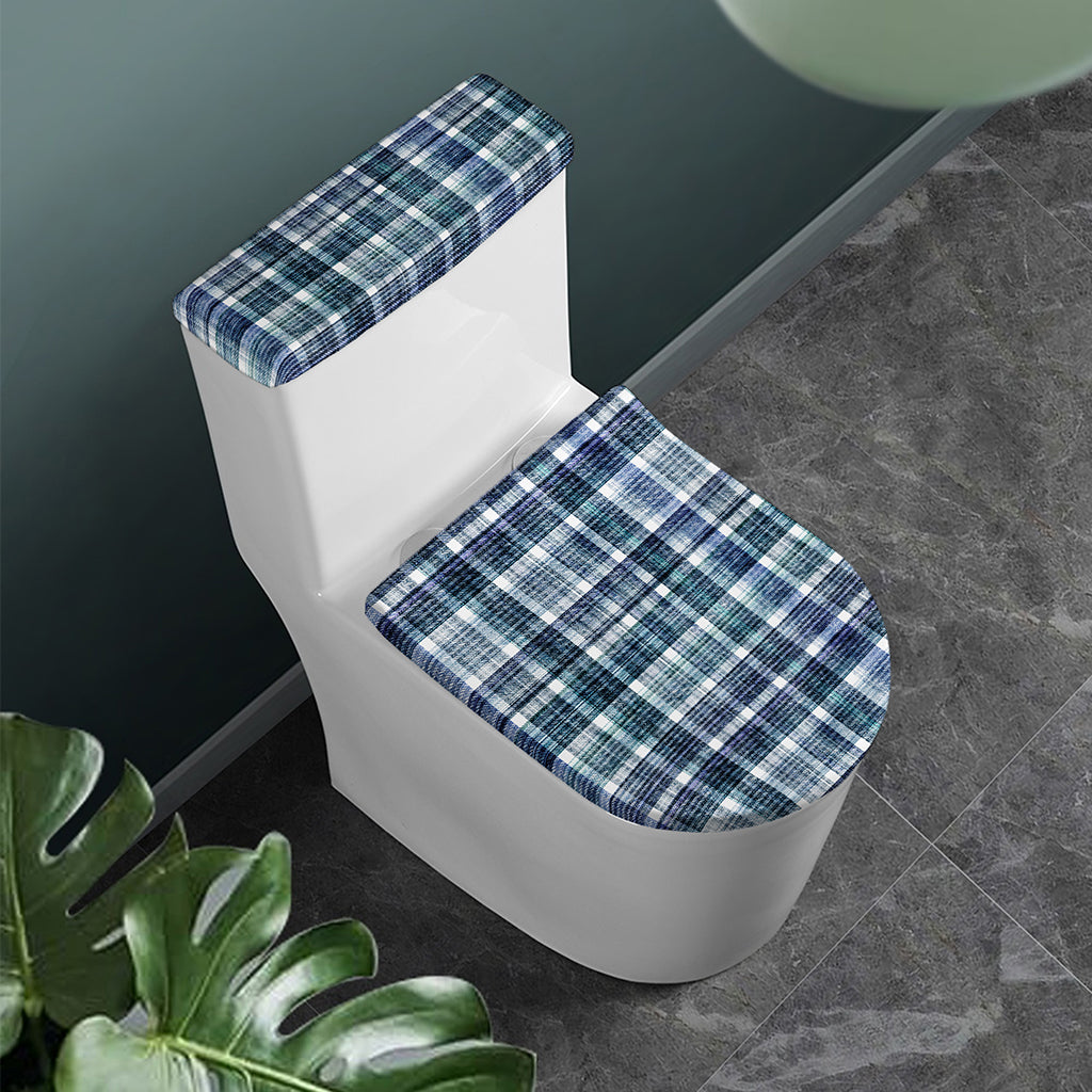 Plaid Denim Jeans Pattern Print Toilet Lid And Tank Cover Set