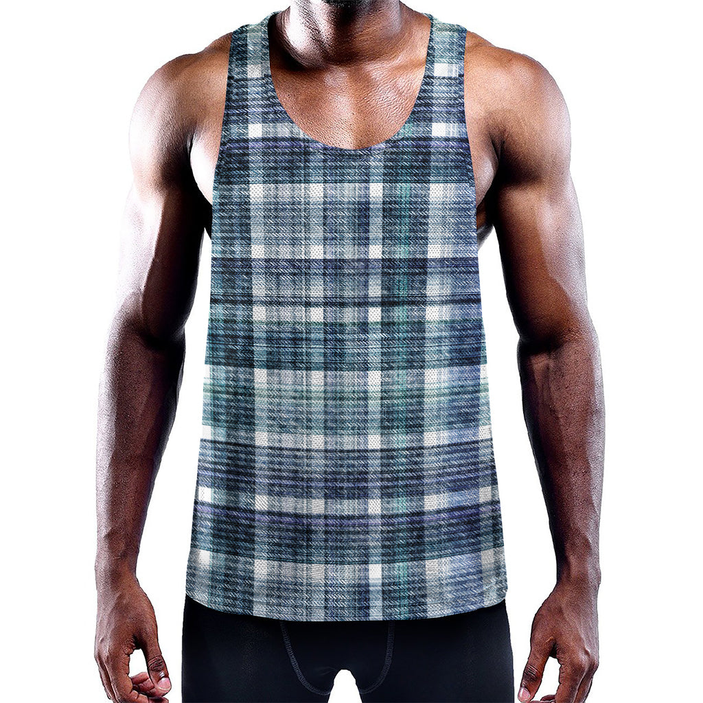 Plaid Denim Jeans Pattern Print Training Tank Top