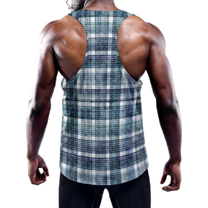 Plaid Denim Jeans Pattern Print Training Tank Top