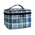 Plaid Denim Jeans Pattern Print Travel Makeup Bag