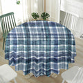 Plaid Denim Jeans Pattern Print Waterproof Round Tablecloth