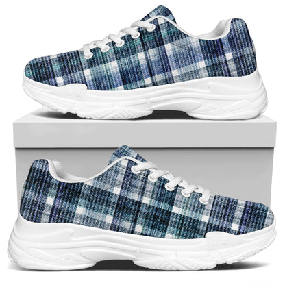 Plaid Denim Jeans Pattern Print White Chunky Shoes