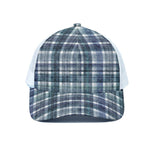 Plaid Denim Jeans Pattern Print White Mesh Trucker Cap