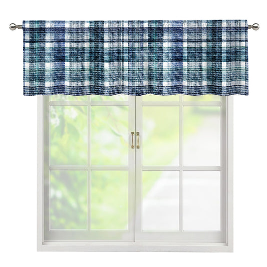 Plaid Denim Jeans Pattern Print Window Valance