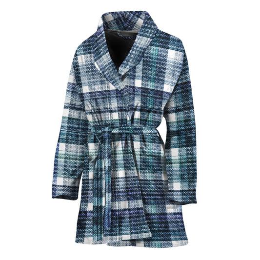 Plaid Denim Jeans Pattern Print Women's Bathrobe