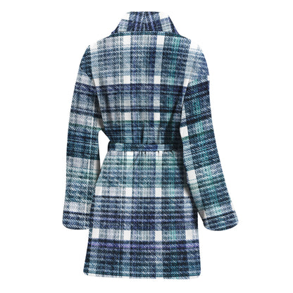 Plaid Denim Jeans Pattern Print Women's Bathrobe