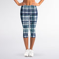 Plaid Denim Jeans Pattern Print Women's Capri Leggings