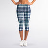 Plaid Denim Jeans Pattern Print Women's Capri Leggings