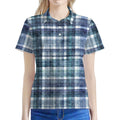 Plaid Denim Jeans Pattern Print Women's Polo Shirt