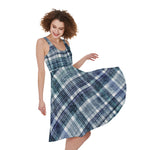Plaid Denim Jeans Pattern Print Women's Sleeveless Dress