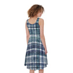 Plaid Denim Jeans Pattern Print Women's Sleeveless Dress