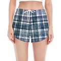 Plaid Denim Jeans Pattern Print Women's Split Running Shorts