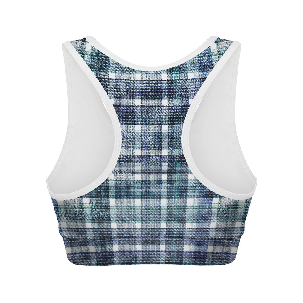 Plaid Denim Jeans Pattern Print Women's Sports Bra