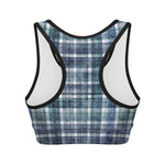 Plaid Denim Jeans Pattern Print Women's Sports Bra