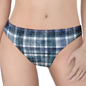 Plaid Denim Jeans Pattern Print Women's Thong