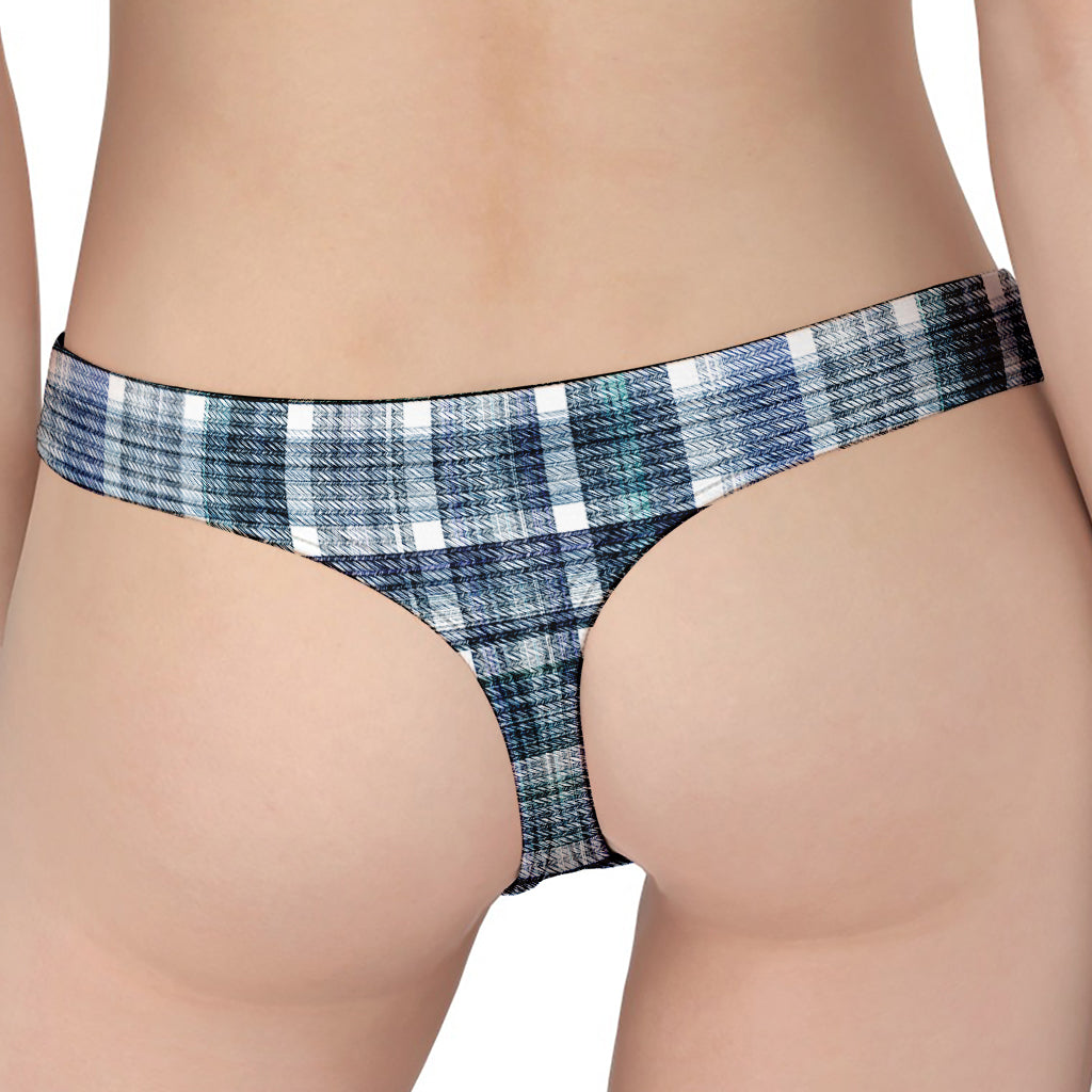 Plaid Denim Jeans Pattern Print Women's Thong