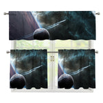 Planet And Space Print 3 Piece Kitchen Curtains