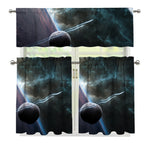 Planet And Space Print 3 Piece Kitchen Curtains