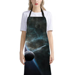 Planet And Space Print Bib Apron With Pocket