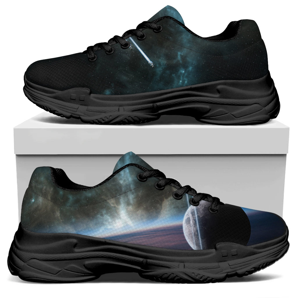 Planet And Space Print Black Chunky Shoes
