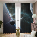 Planet And Space Print Blackout Pencil Pleat Curtains
