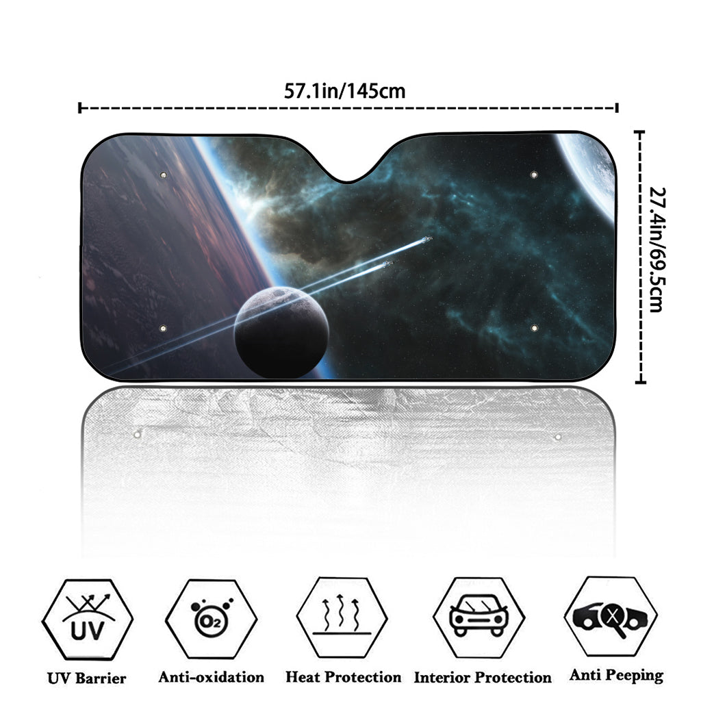 Planet And Space Print Car Windshield Sun Shade