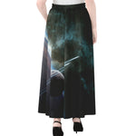 Planet And Space Print Chiffon Maxi Skirt