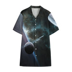 Planet And Space Print Cotton Hawaiian Shirt