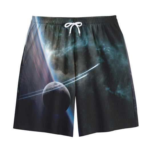 Planet And Space Print Cotton Shorts
