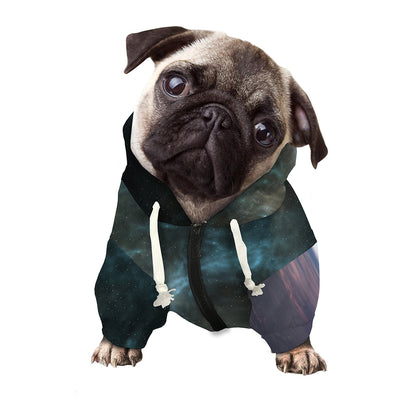Planet And Space Print Dog Zip Up Hoodie