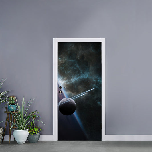 Planet And Space Print Door Sticker