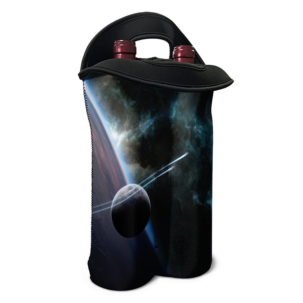 Planet And Space Print Double Neoprene Wine Tote