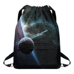 Planet And Space Print Drawstring Backpack