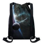 Planet And Space Print Drawstring Backpack
