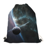 Planet And Space Print Drawstring Bag