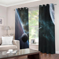 Planet And Space Print Extra Wide Grommet Curtains
